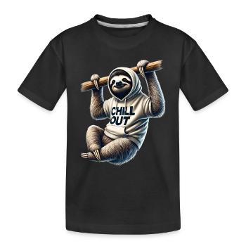 Lustiges Faultier Chill Out Tierliebhaber Chillen - Kinder Premium Bio T-Shirt - Schwarz - Vorne