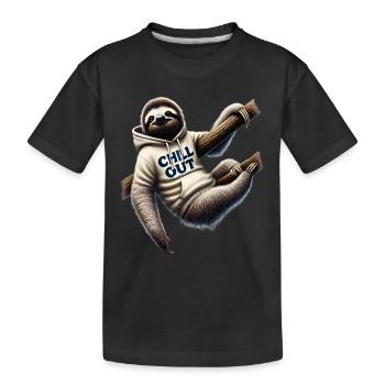 Lustiges Faultier Chill Out Tierliebhaber Chillen - Kinder Premium Bio T-Shirt - Schwarz - Vorne