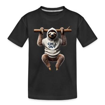Funny Sloth Chill Out Animal Lover Chilling - Kids' Premium Organic T-Shirt - black - Front