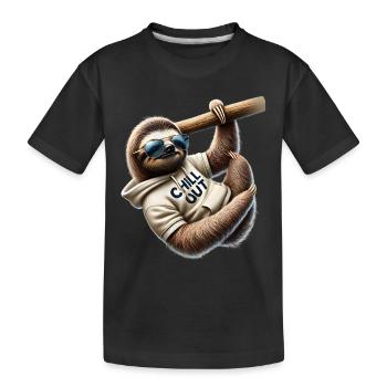 Lustiges Faultier Chill Out Tierliebhaber Chillen - Kinder Premium Bio T-Shirt - Schwarz - Vorne