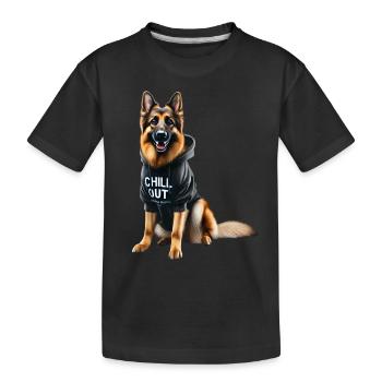 Drôle de berger allemand Chill Out Chill - T-shirt bio Premium Enfant - noir - Devant