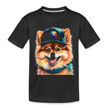 Pomeranian Pomeranian Snapback Cap Dog Print - Kids' Premium Organic T-Shirt - black - Front