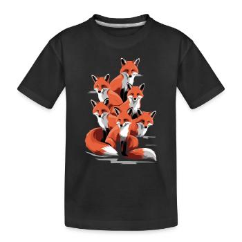 Fuchs Künstlersich Entwurf mit Sechs Füchsen - Kinder Premium Bio T-Shirt - Schwarz - Vorne