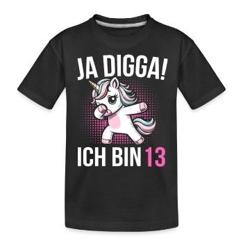 13. Geburtstag Mädchen Einhorn Geschenk - Kinder Premium Bio T-Shirt - Schwarz - Vorne