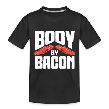Body By Bacon - Kids' Premium Organic T-Shirt - black - Front