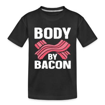 Body By Bacon - Kids' Premium Organic T-Shirt - black - Front