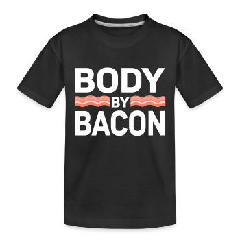 Body By Bacon - Kids' Premium Organic T-Shirt - black - Front