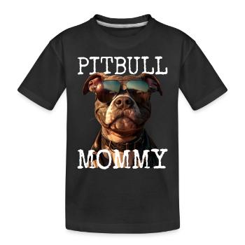 Pitbull Mommy Mom Mother's Day Pitbull Terrier Mom - Kids' Premium Organic T-Shirt - black - Front