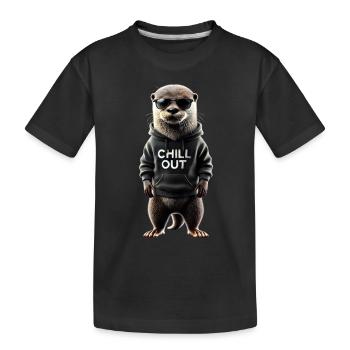 Drôle loutre Chill Out Amoureux des animaux Chill - T-shirt bio Premium Enfant - noir - Devant