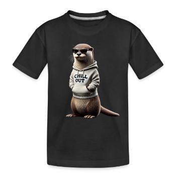 Drôle loutre Chill Out Amoureux des animaux Chill - T-shirt bio Premium Enfant - noir - Devant