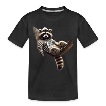 Lustiges Waschbär Chill Out Tierliebhaber Chillen - Kinder Premium Bio T-Shirt - Schwarz - Vorne