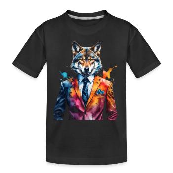 Costume de loup Imprimé coloré de conception d’animaux - T-shirt bio Premium Enfant - noir - Devant