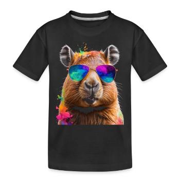 Capybara Sunglasses Capy Colorful Animal Design Print - Kids' Premium Organic T-Shirt - black - Front