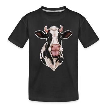 Funny Cow Sticks Out Tongue - Kids' Premium Organic T-Shirt - black - Front