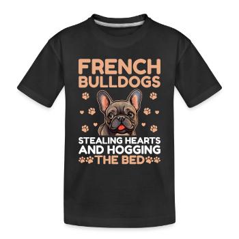 Französische Bulldoggen Stehlen Herzen Und Beschlagnahmung Des Seins - Kinder Premium Bio T-Shirt - Schwarz - Vorne
