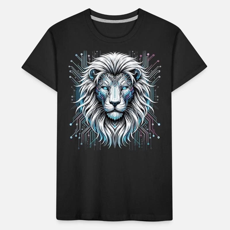 Techno-Savanne: Der digitale Löwe Kinder Premium Bio T-Shirt