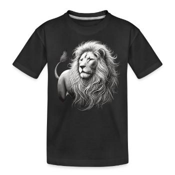 Majestueux lion blanc – Œuvre d’art sur noir - T-shirt bio Premium Enfant - noir - Devant