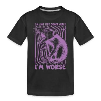 Opossum, ich bin nicht wie andere Mädchen, ich bin schlimmer lustig - Kinder Premium Bio T-Shirt - Schwarz - Vorne