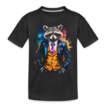 Costume de raton laveur Imprimé de conception d’animaux colorés - T-shirt bio Premium Enfant - noir - Devant