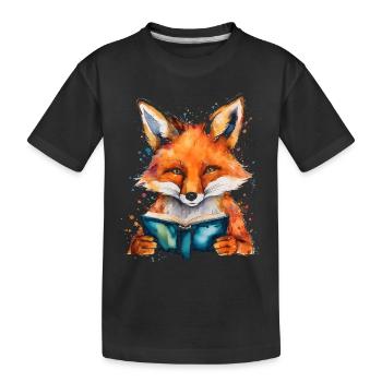 Renard lecture livre Coloré Animal Design Imprimer - T-shirt bio Premium Enfant - noir - Devant