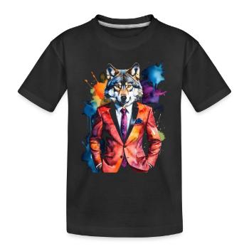 Costume de loup Imprimé coloré de conception d’animaux - T-shirt bio Premium Enfant - noir - Devant