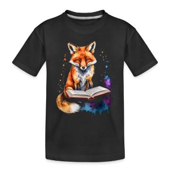 Renard lecture livre Coloré Animal Design Imprimer - T-shirt bio Premium Enfant - noir - Devant