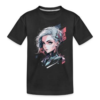 Futuristic Cyberpunk Warrior - Kids' Premium Organic T-Shirt - black - Front