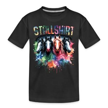 Pferde Stall Geschenk Gbeurtstag Reiten - Kinder Premium Bio T-Shirt - Schwarz - Vorne