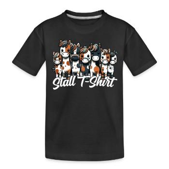 Pferde Stall Geschenk Gbeurtstag Reiten - Kinder Premium Bio T-Shirt - Schwarz - Vorne