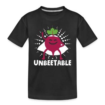 Beetroot vegetables for vegans Saying: Unbeetable - Kids' Premium Organic T-Shirt - black - Front