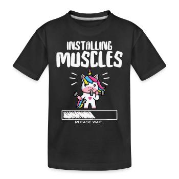 Funny Cute Unicorn Workout Gym Fitness Unicorn - Kids' Premium Organic T-Shirt - black - Front