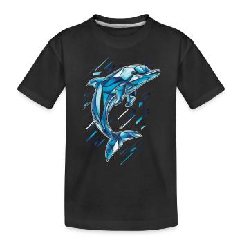 Geometric Dolphin in Blue Tones - Kids' Premium Organic T-Shirt - black - Front
