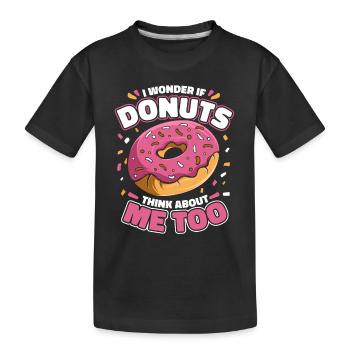 Je me demande si les beignets pensent à moi aussi Beignet - T-shirt bio Premium Enfant - noir - Devant