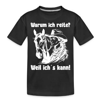Pferd Mädchen Reiten Spruch Reiterin - Kinder Premium Bio T-Shirt - Schwarz - Vorne