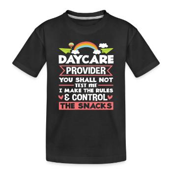 Kindergarten Anbieter Kontrolle Snacks Regeln - Kinder Premium Bio T-Shirt - Schwarz - Vorne