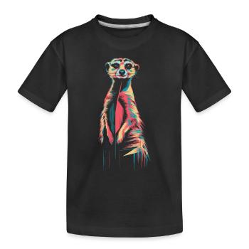 Farbenfrohes Erdmännchen Kunstwerk - Kinder Premium Bio T-Shirt - Schwarz - Vorne