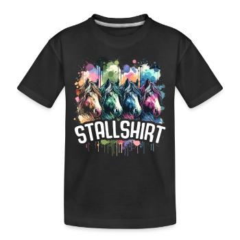 Pferde Stall Geschenk Gbeurtstag Reiten - Kinder Premium Bio T-Shirt - Schwarz - Vorne