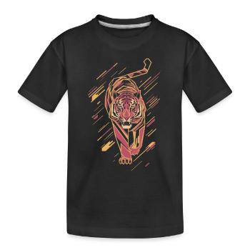 Geometrischer Tiger in Bewegung Kunstwerk - Kinder Premium Bio T-Shirt - Schwarz - Vorne