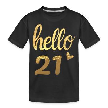 Hello 21 Gold - Kids' Premium Organic T-Shirt - black - Front