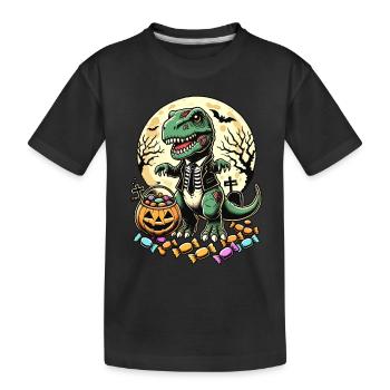 Drôle T-Rex Zombie Menteur Bonbons - T-shirt bio Premium Enfant - noir - Devant