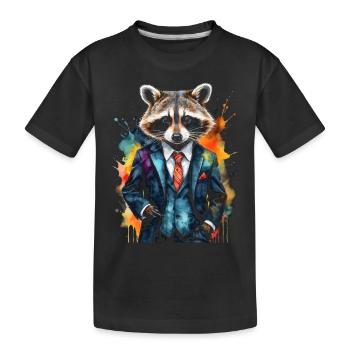 Costume de raton laveur Imprimé de conception d’animaux colorés - T-shirt bio Premium Enfant - noir - Devant