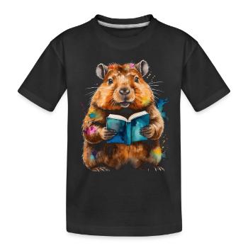 Capybara livre de lecture Capy coloré Animal Design Print - T-shirt bio Premium Enfant - noir - Devant