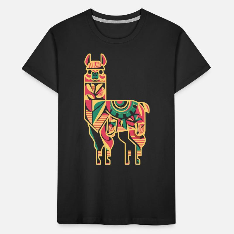 Colorful llama in ethnic pattern Kids' Premium Organic T-Shirt