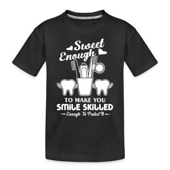 Dental Hygienist Dental Hygienist Protects Teeth - Kids' Premium Organic T-Shirt - black - Front