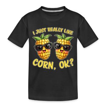 Maiskolben Spruch Mais Lustige Maiskolben Geschenk - Kinder Premium Bio T-Shirt - Schwarz - Vorne