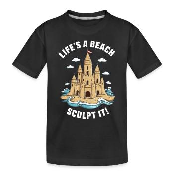 Kreative Sandburgen Kunst am Strand | Skulpturen - Kinder Premium Bio T-Shirt - Schwarz - Vorne