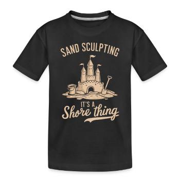 Kreative Sandburgen Kunst am Strand | Skulpturen - Kinder Premium Bio T-Shirt - Schwarz - Vorne