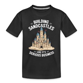 Kreative Sandburgen Kunst am Strand | Skulpturen - Kinder Premium Bio T-Shirt - Schwarz - Vorne