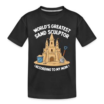 Kreative Sandburgen Kunst am Strand | Skulpturen - Kinder Premium Bio T-Shirt - Schwarz - Vorne