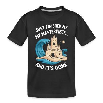 Kreative Sandburgen Kunst am Strand | Skulpturen - Kinder Premium Bio T-Shirt - Schwarz - Vorne